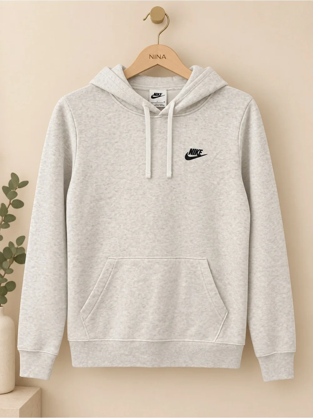 Nike Heather Gray Women Pullover Hoodie with Black Logo